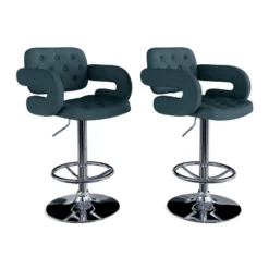Set Of 2 Adjustable Tufted Fabric Barstool With Armrests - CorLiving -Baxton Studio Shop GUEST 1cf2ca65 4afa 4c56 858c 9d567c61f458