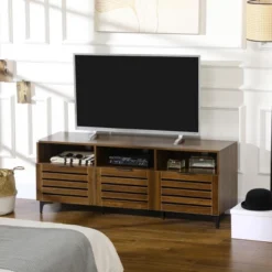 HOMCOM TV Cabinet Stand For TVs Up To 65", Entertainment Center With Drawer, Doors, And Storage Shelves For Living Room, Bedroom