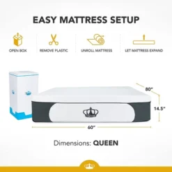 Dynasty Mattress 14.5 Inch CoolBreeze Gel Memory Plush Foam Mattress With Medium Soft Firmness With Machine Washable Zippered Silk Cover