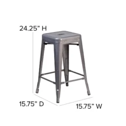 Merrick Lane 24" High Powder Coated Backless Metal Counter Stool With Clear Coat Finish And Plastic Floor Glides For Indoor Use -Baxton Studio Shop GUEST 1ec87b2e 5373 49c7 929b 3109da039400