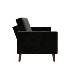 Jayce Mid-Century Modern Coil Futon Black Velvet - Room & Joy 11 Jayce Mid-Century Modern Coil Futon Black Velvet - Room & Joy -Baxton Studio Shop GUEST 1f3bcde6 bce0 4053 82c8 69987262a47a