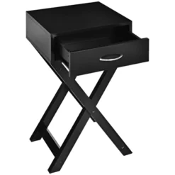 Tangkula Modern Versatile Nightstand X-shape Wooden End Table With Drawer Accent Side Table For Bedroom Black/White -Baxton Studio Shop GUEST 1f51106e 75e2 4dde b137 f234b2c16db7