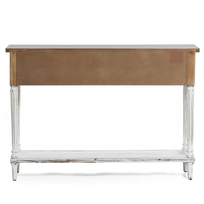LuxenHome Distressed White Wood And Metal 3-Drawer 1-Shelf Console And Entry Table 11 LuxenHome Distressed White Wood And Metal 3-Drawer 1-Shelf Console And Entry Table - Image 11
