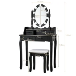 Tangkula Make-Up Vanity Table Dresser Set W/LED Light, Black Brown White -Baxton Studio Shop GUEST 20644836 c0c0 4404 8b7d 90adf2846d94