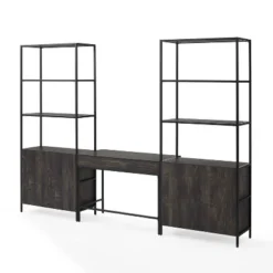 3pc Jacobsen Desk And Large Etagere Set Brown Ash - Crosley -Baxton Studio Shop GUEST 2077d939 de2a 4116 9129 75d801e433cc
