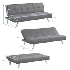 Costway Convertible Futon Sofa Bed Adjustable Sleeper With Stainless Steel Legs