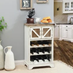 LuxenHome White And Natural Wood 2-Door Wine Cabinet 15 LuxenHome White And Natural Wood 2-Door Wine Cabinet -Baxton Studio Shop GUEST 20bd5d06 ed54 4b32 8dd7 c78f9c71babe