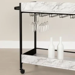 City Life Bar Cart With Wine Glass Rack - South Shore -Baxton Studio Shop GUEST 20d53fcd 2dae 42db a198 de30cfffbd96