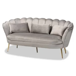 Genia Velvet Fabric Upholstered And Metal Sofa Gray/Gold - Baxton Studio -Baxton Studio Shop GUEST 210a16a6 5fd4 4ae4 8a77 85e0855e7804