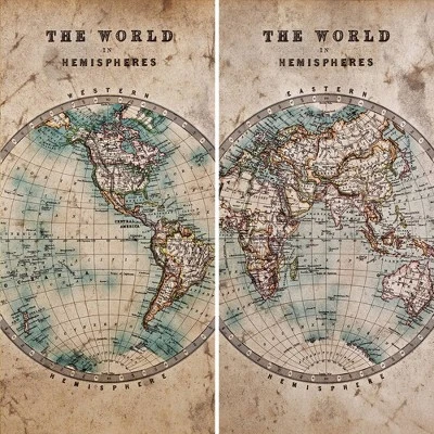 6" Double Sided Vintage Globe Canvas Room Divider Beige - Oriental Furniture 3 6" Double Sided Vintage Globe Canvas Room Divider Beige - Oriental Furniture - Image 3