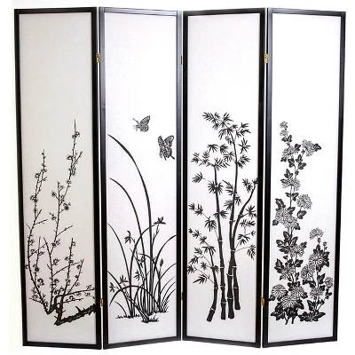 Legacy Decor Bamboo Floral Room Divider Screen 3 Legacy Decor Bamboo Floral Room Divider Screen - Image 3