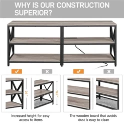 Yaheetech Vintage 3-layer TV Stand TV Console With Power Outlet -Baxton Studio Shop GUEST 2221f00b a891 4f36 8b19 5d1b736c56a7