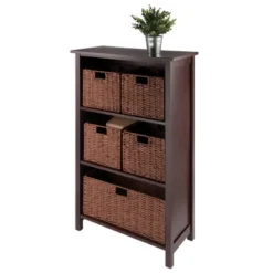 42.99" 6pc Milan Storage Shelf With Baskets Walnut - Winsome -Baxton Studio Shop GUEST 222aae9a e053 4837 bcdd ebe4adf7145b