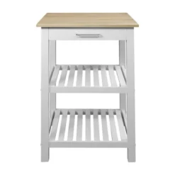 Sunrise Kitchen Island With Harvest Hardwood Top White/Natural - Flora Home