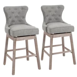 HOMCOM Upholstered Fabric Bar Height Bar Stools Set Of 2, 180° Swivel Nailhead-Trim Pub Chairs, 30" Seat Height With Rubber Wood Legs 13 HOMCOM Upholstered Fabric Bar Height Bar Stools Set Of 2, 180° Swivel Nailhead-Trim Pub Chairs, 30" Seat Height With Rubber Wood Legs -Baxton Studio Shop GUEST 228d988b ea4a 4945 beeb 8b4a1a3d4ff1