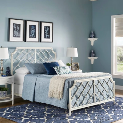 Queen Brinley Geometric Mosaic Metal Bed White - Inspire Q 1 Queen Brinley Geometric Mosaic Metal Bed White - Inspire Q