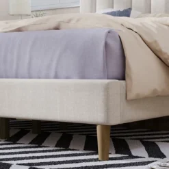 Upholstered Wood Platform Bed Frame With Vertical Channel Tufted Headboard-ModernLuxe -Baxton Studio Shop GUEST 22bb887f fb5c 4388 a0bd 2ec4d0ee9079