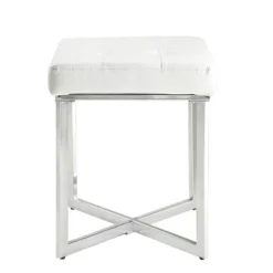 Julia Vanity Bench White/Chrome - Carolina Chair & Table