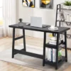 Tangkula Trestle Computer Desk Indoor Office Workstation For Home Office With 2-Tier Storage Shelves