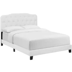 Twin Amelia Twin Faux Leather Bed White - Modway