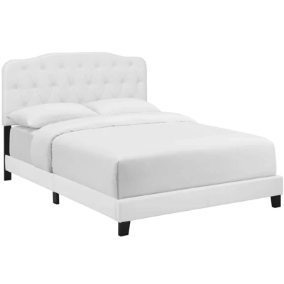 Twin Amelia Twin Faux Leather Bed White - Modway 1 Twin Amelia Twin Faux Leather Bed White - Modway