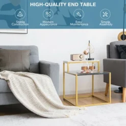 Costway 2 Tier End Side Table Metal Frame Nightstand With Storage Shelf Living Room 11 Costway 2 Tier End Side Table Metal Frame Nightstand With Storage Shelf Living Room -Baxton Studio Shop GUEST 24c0988f e529 4071 9f65 bd7572b07368