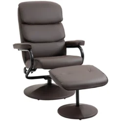 HOMCOM Recliner Chair With Ottoman, PU Leather Swivel High Back Armchair W/ Footrest Stool, 135° Adjustable Backrest And Thick Foam Padding For Home Office Or Living Room -Baxton Studio Shop GUEST 24c9ad3b cc49 42dc 9835 9f00941cd295
