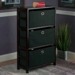 42" Torino Set Storage Shelf With Baskets Espresso/Black - Winsome -Baxton Studio Shop GUEST 24d7ab00 3311 4cc4 89a5 4dadcea6ccbc