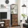 Costway Vertical 3 Drawer Dresser W/ 3 Shelves Tall Storage Tower Chest Freestanding