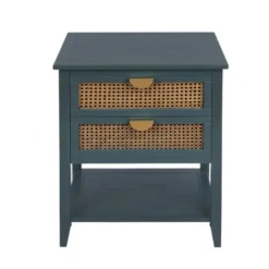 Archie 28.35"H X 15.75"D X 22.05"W Ash Wood Veneer 2 Drawer With Naturel Rattan And Pine Legs Nightstand With Storage - The Pop Maison -Baxton Studio Shop GUEST 25f410b8 49c0 4da1 8f7a 5f781c1eba93