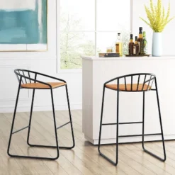 Set Of 2 Bedford Barstools Black - ClickDecor