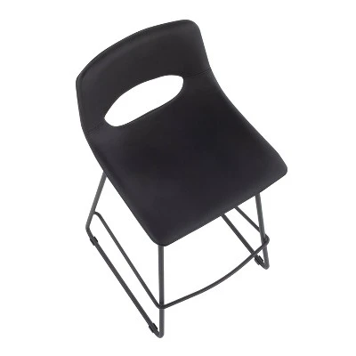 Set Of 2 Robbi Steel/Faux Leather Counter Height Barstools - LumiSource 6 Set Of 2 Robbi Steel/Faux Leather Counter Height Barstools - LumiSource - Image 6