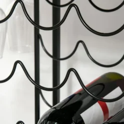 HOMCOM 24-Bottle Industrial Modern Wine Rack Table, Freestanding 6 Tier Wine Bottle Organizer With Glass Stemware Holder , Natural / Black -Baxton Studio Shop GUEST 26e4a6cf 5fe5 406c bf7b ea770a4d0dfb