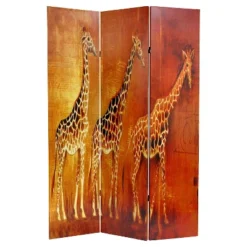 Giraffe & Elephant Double Sided Room Divider - Oriental Furniture