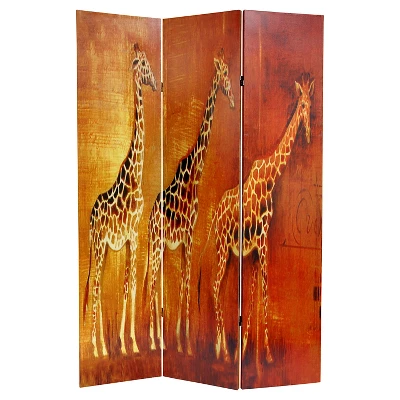 Giraffe & Elephant Double Sided Room Divider - Oriental Furniture 1 Giraffe & Elephant Double Sided Room Divider - Oriental Furniture