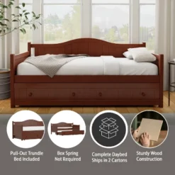 Staci Wood Daybed With Trundle Twin - Cherry - Hillsdale Furniture -Baxton Studio Shop GUEST 27281bf1 437a 4f50 a66c 6500877f49ec