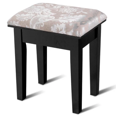 Costway Makeup Desk Vanity Dressing Table Square Stool 1 Large Black 8 Costway Makeup Desk Vanity Dressing Table Square Stool 1 Large Black - Image 8