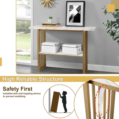 Costway 48'' 2-tier Console Table Modern Entryway Table For Living Room Hallway 8 Costway 48'' 2-tier Console Table Modern Entryway Table For Living Room Hallway - Image 8