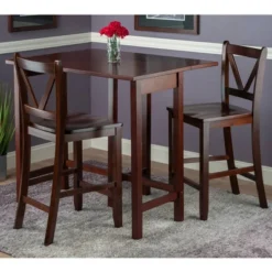 3pc Lynnwood Set Drop Leaf Counter Height Dining Sets With Counter Stools Wood/Walnut - Winsome -Baxton Studio Shop GUEST 27e0eb49 d897 421f a55a 54440f1ddf6e