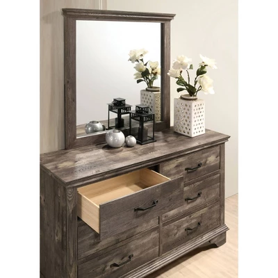 6pc Jacobia Rustic Bedroom Set Gray - HOMES: Inside + Out 2 6pc Jacobia Rustic Bedroom Set Gray - HOMES: Inside + Out - Image 2
