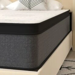 Merrick Lane Full Size 13" Euro Top Mattress In A Box With Hybrid Pocket Spring And Foam Design For Supportive Pressure Relief -Baxton Studio Shop GUEST 28896c72 7f4e 46ba 9ec9 f3e4a18cf46a