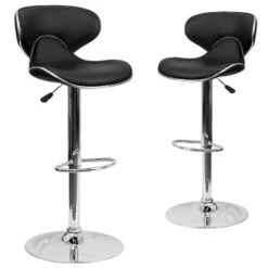 Emma And Oliver 2 Pack Contemporary Cozy Mid-Back Vinyl Adjustable Height Barstool With Chrome Base -Baxton Studio Shop GUEST 288b559a 1c23 41de a167 91628440e243