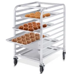 Costway 10 Sheet Aluminum Bakery Rack Silver Commercial Cookie Bun Pan Kitchen W/Wheel -Baxton Studio Shop GUEST 28994d47 6e9e 4c09 a21c fb20416dbb34