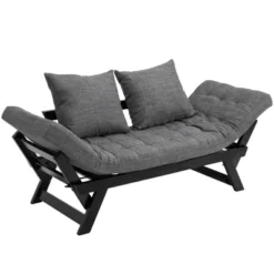 HOMCOM Single Person 3 Position Convertible Chaise Lounger Sofa Bed With 2 Large Pillows And Oak Frame -Baxton Studio Shop GUEST 28ad0994 ced0 4988 a3bb e264d0b6b204