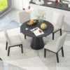 5 PCS Dining Table Set, Retro Round Table With 4 Upholstered Chairs-ModernLuxe