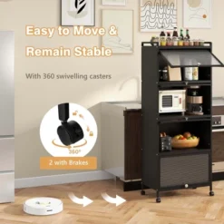 Costway 5-Tier Kitchen Baker's Rack Storage Cabinet Mobile Microwave Stand Flip-up Doors -Baxton Studio Shop GUEST 292a52b7 47b2 4f14 b246 c22b8df21990