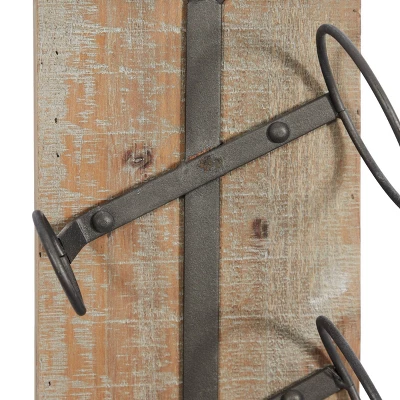 Industrial Wood Wall Wine Rack Brown - Olivia & May 2 Industrial Wood Wall Wine Rack Brown - Olivia & May - Image 2