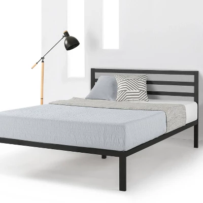 14" Modernista Classic Metal Platform Bed With Headboard Black - Mellow 6 14" Modernista Classic Metal Platform Bed With Headboard Black - Mellow - Image 6