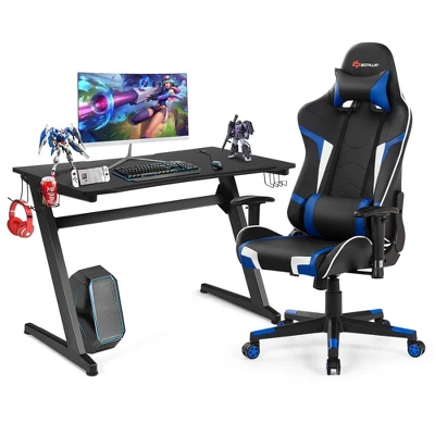 Costway Z-Shaped Racing Style Desk & Massage Gaming Chair Set For Home Office 10 Costway Z-Shaped Racing Style Desk & Massage Gaming Chair Set For Home Office - Image 10