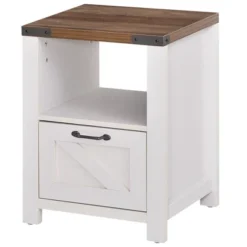 HOMCOM Industrial Side Table With 1 Drawer 1 Open Shelf And Big Tabletop -Baxton Studio Shop GUEST 29ec647f f976 4a1a aa8e aa38e3c6da41